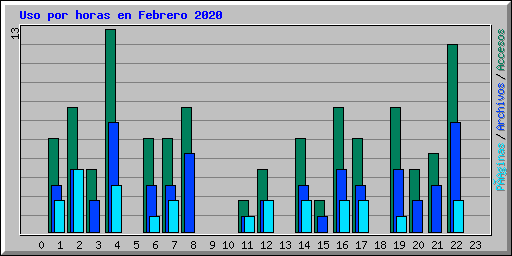 Uso por horas en Febrero 2020
